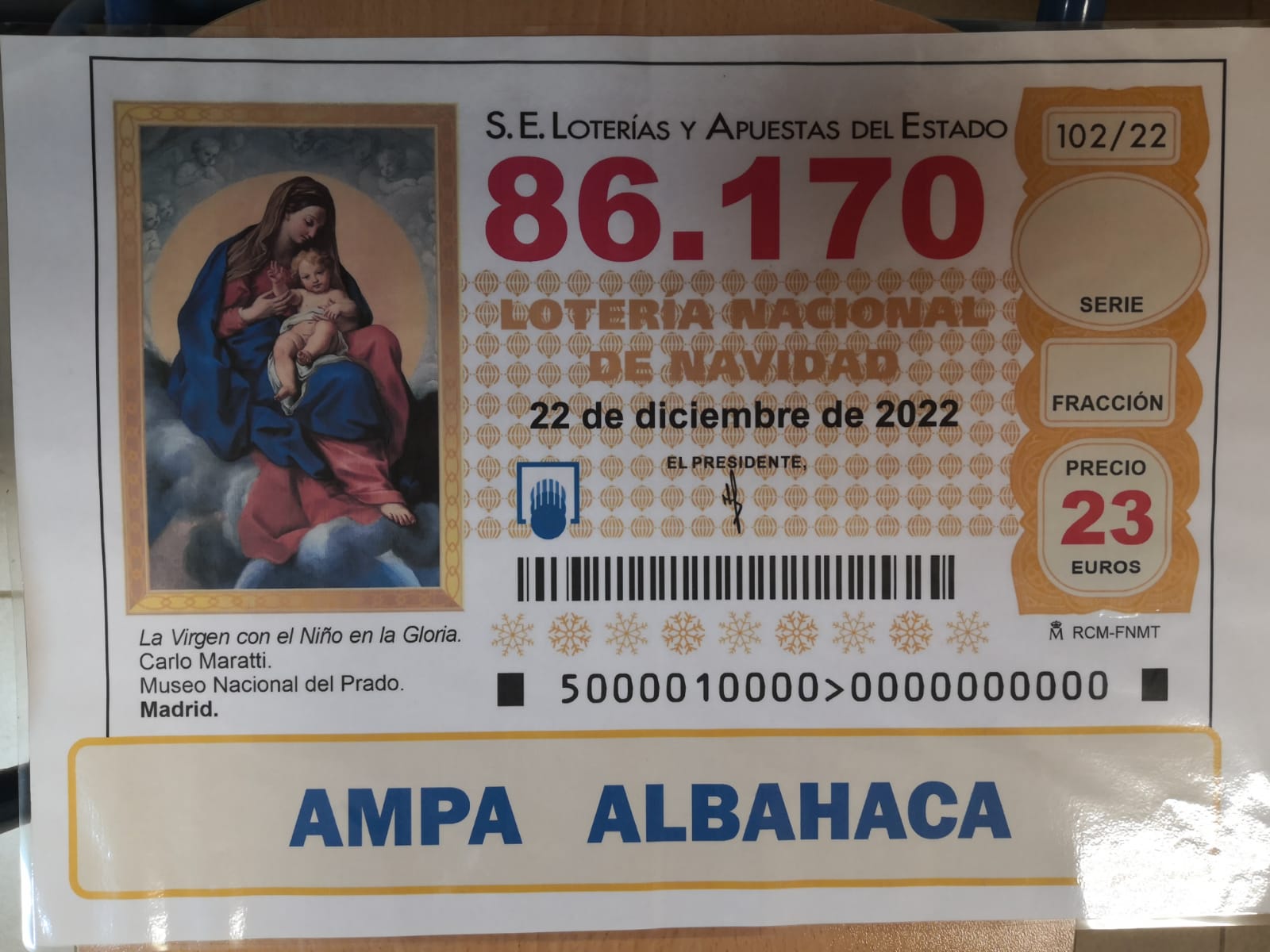 Número de la lotería de navidad 2022